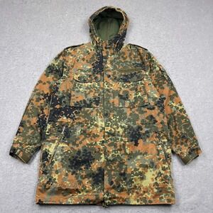 German Bundeswehr Flecktarn Camo Military Parka Jacket GR18 XL Hooded Coat 1996